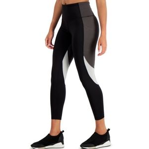 IDEOLOGY 💥 Womens Noir Black RapiDry Colorblock High-Rise 7/8 Leggings